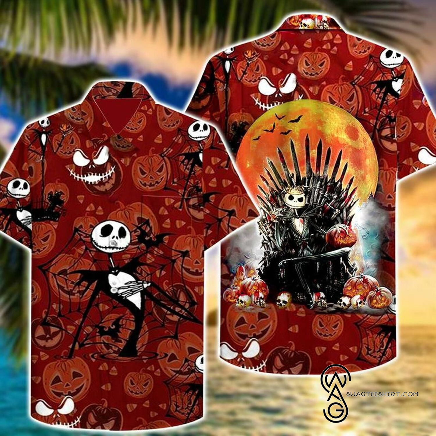 [Top Trending] Jack Skellington Skull Tiny Pattern Halloween Casual Beach Full Printing Hawaiian Shirt